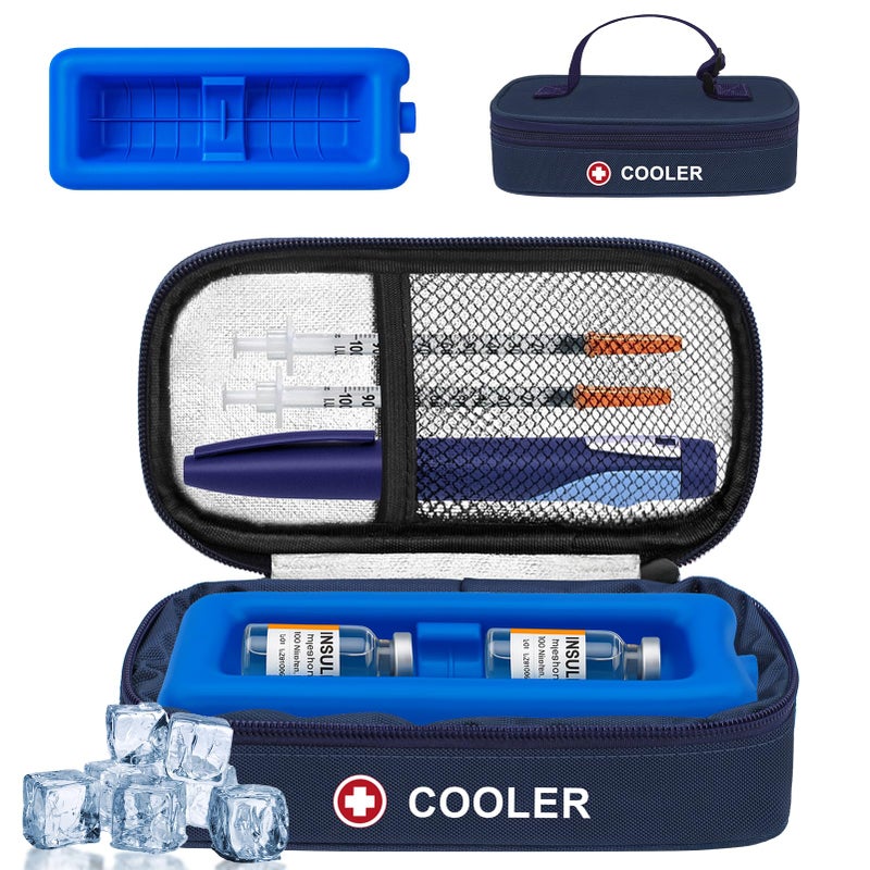 Insulin Vial Cooler Travel Case TSA Approved Medicine Cooler for Travel Diabetic Travel Case with Reusable Cooler Ice Brick LongLasting Cooling for Vials and Pens